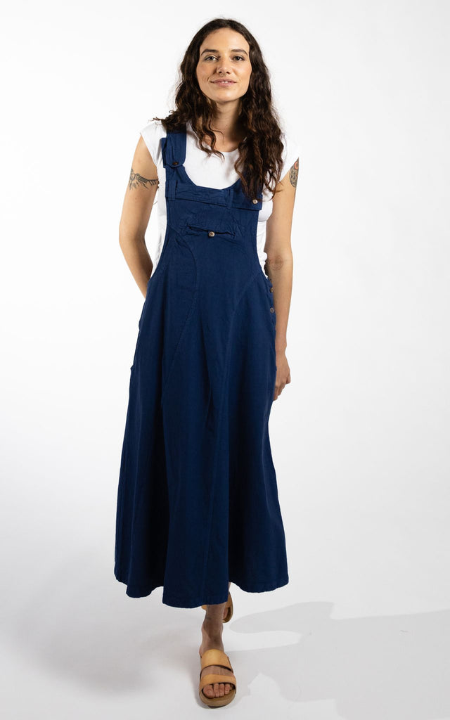 Surya Australia Ethical Dungaree Dress made in Nepal - Dark Blue