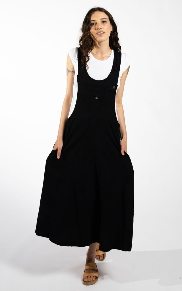 Surya Australia Ethical Dungaree Dress made in Nepal - Black