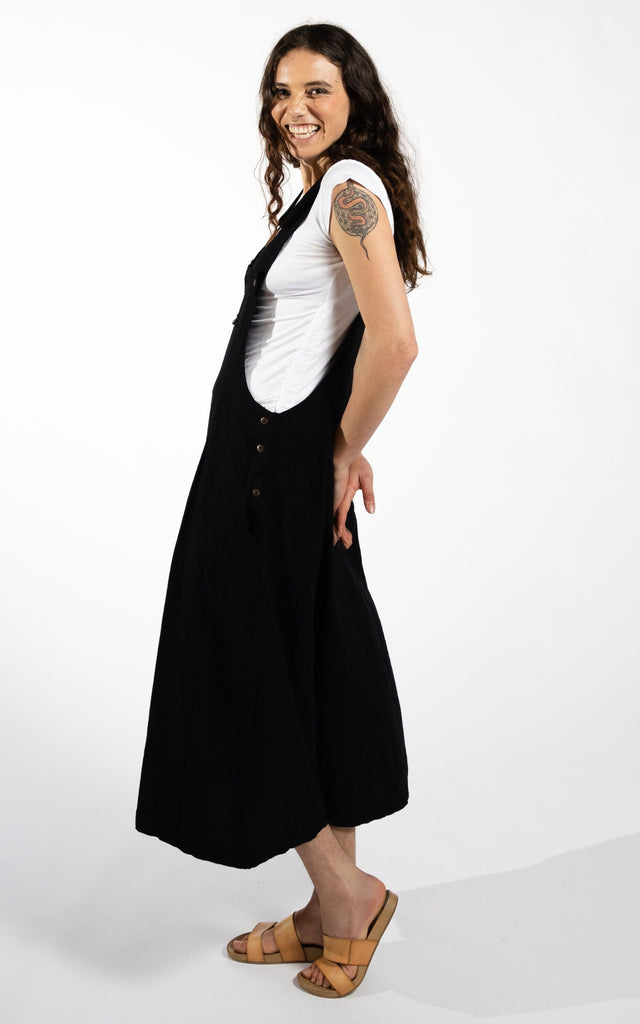 Surya Australia Ethical Dungaree Dress made in Nepal - Black