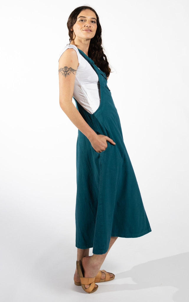Surya Australia Ethical Cotton Dungaree Dress made in Nepal - Turquoise