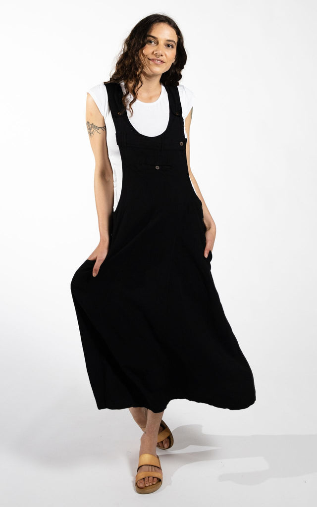 Surya Australia Ethical Dungaree Dress made in Nepal - Black