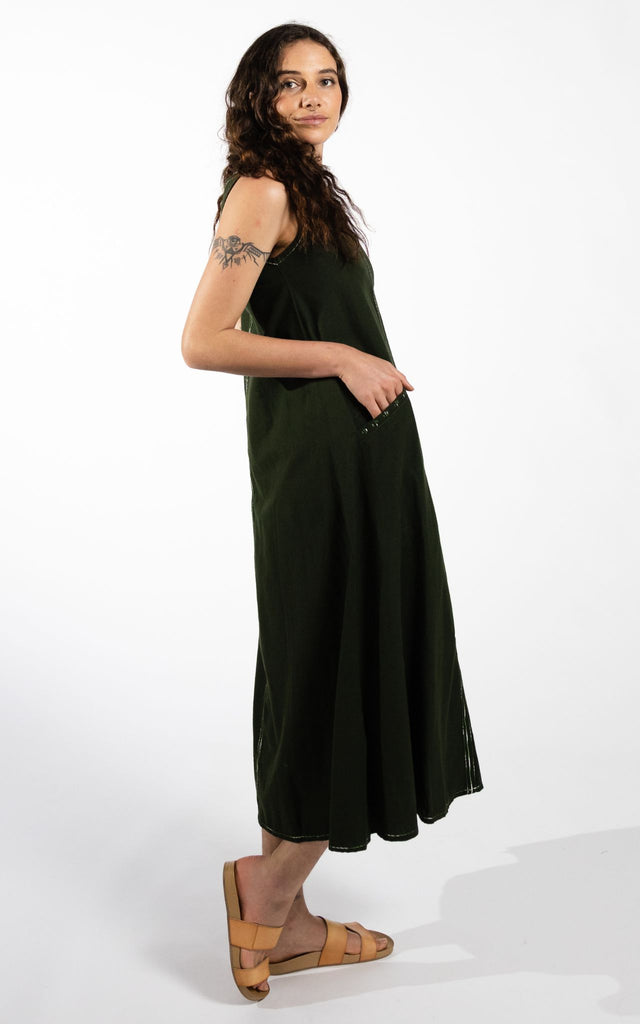 Surya Australia Ethical Cotton 'Calliope' Dress made in Nepal - Green