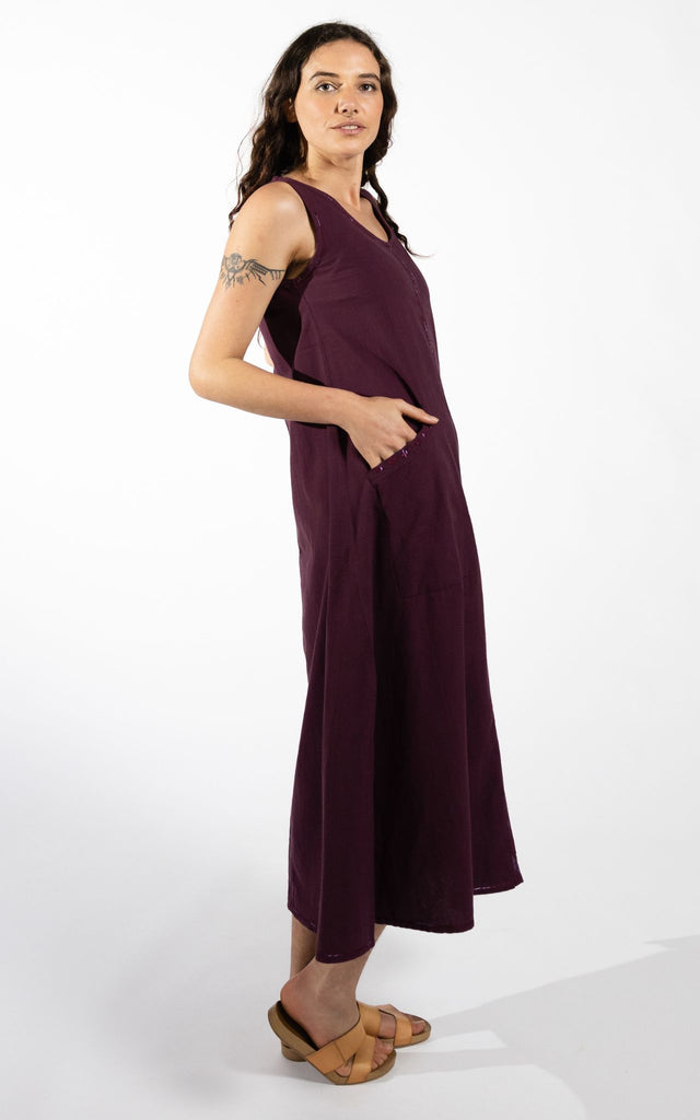 Surya Australia Ethical Cotton 'Calliope' Dress made in Nepal - Wine