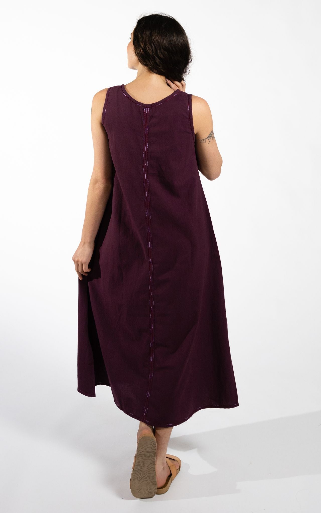 Surya Australia Ethical Cotton 'Calliope' Dress made in Nepal - Wine