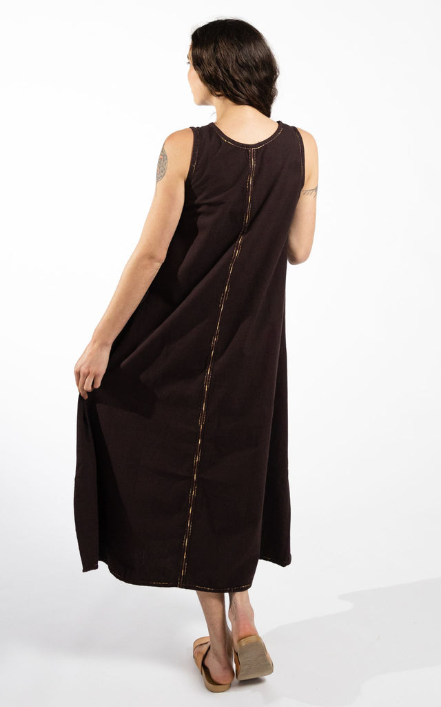 Surya Australia Ethical Cotton 'Calliope' Dress made in Nepal - Chocolate