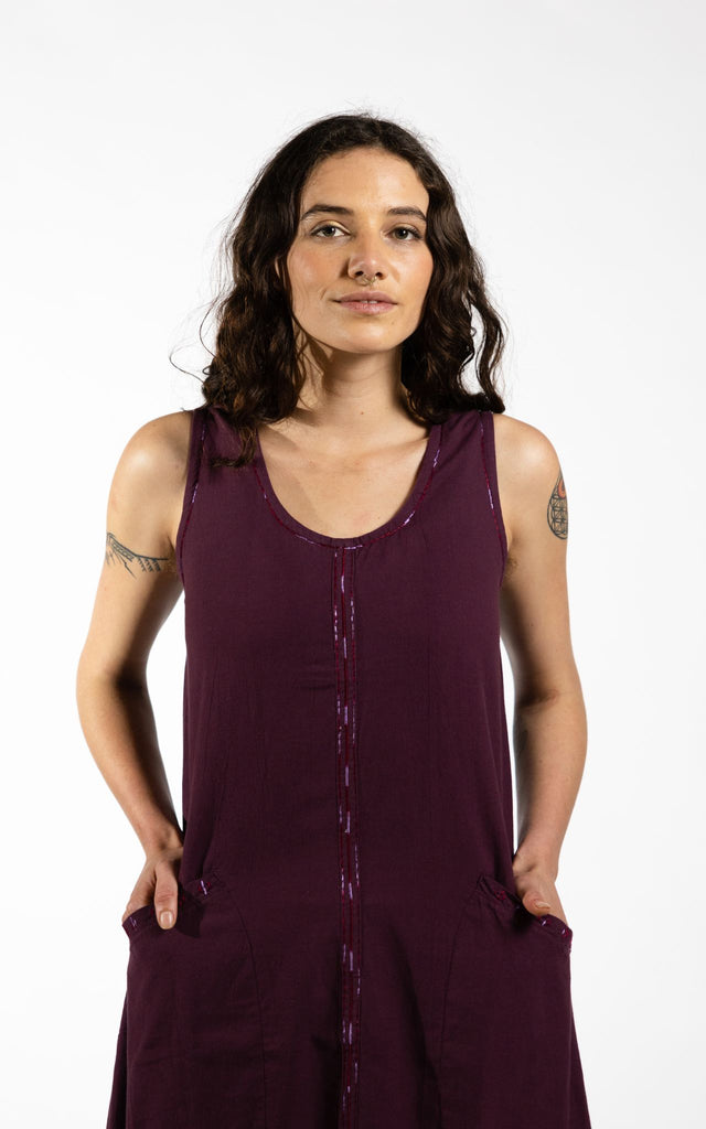 Surya Australia Ethical Cotton 'Calliope' Dress made in Nepal - Wine