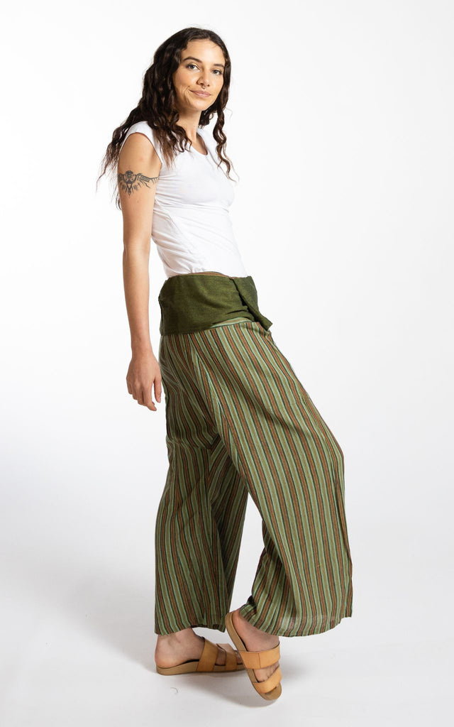 Surya Australia Ethical Cotton Thai Fisherman Pants - Striped Green