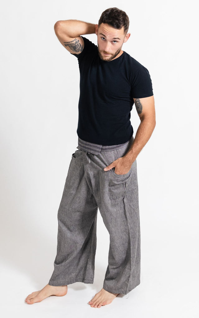 Surya Australia Cotton Thai Fisherman Pants from Nepal - Grey