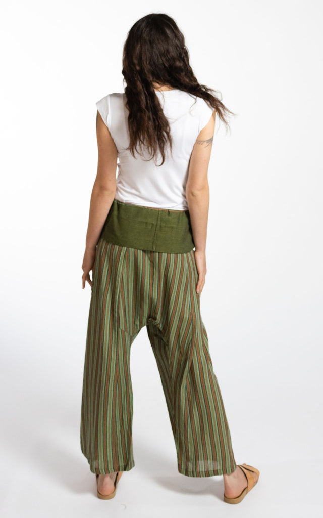 Surya Australia Ethical Cotton Thai Fisherman Pants - Striped Green