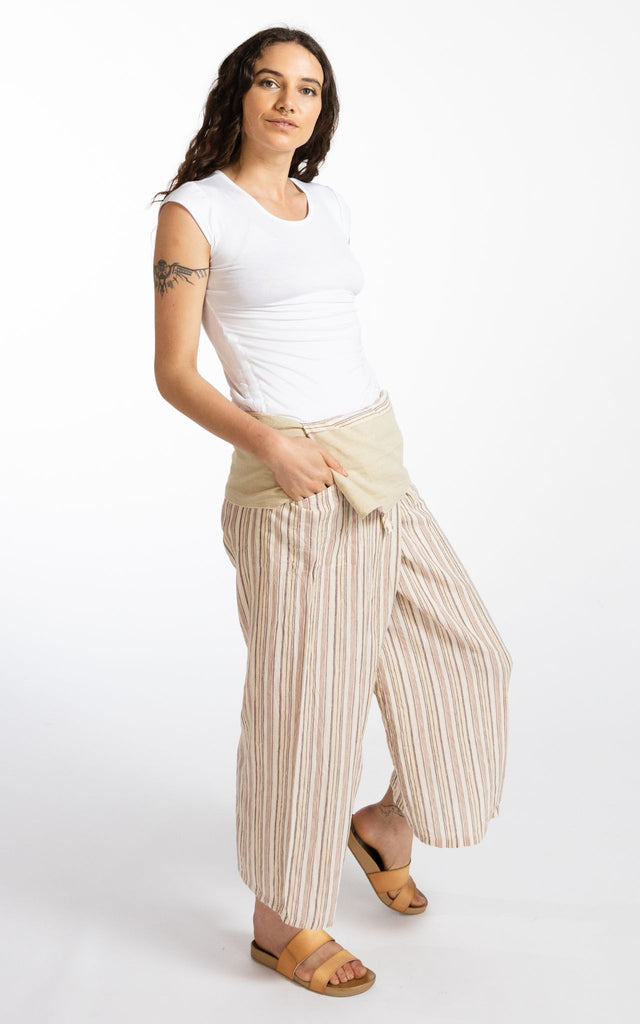 Surya Australia Ethical Cotton Thai Fisherman Pants - Striped Natural
