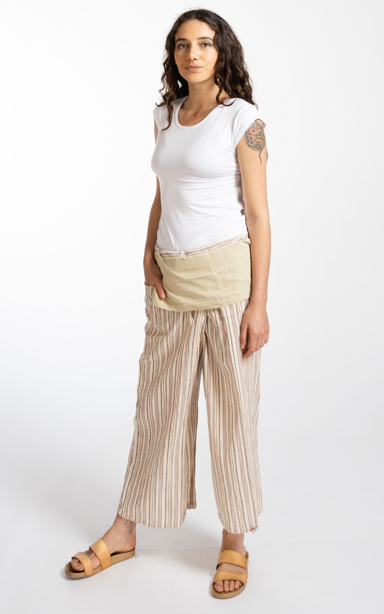 Surya Australia Ethical Cotton Thai Fisherman Pants - Striped Natural