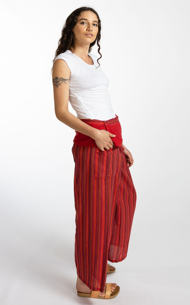 Surya Australia Ethical Cotton Thai Fisherman Pants - Striped Red