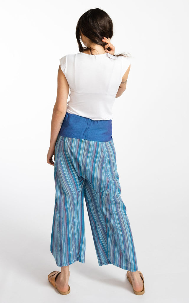 Surya Australia Ethical Cotton Thai Fisherman Pants - Striped Blue