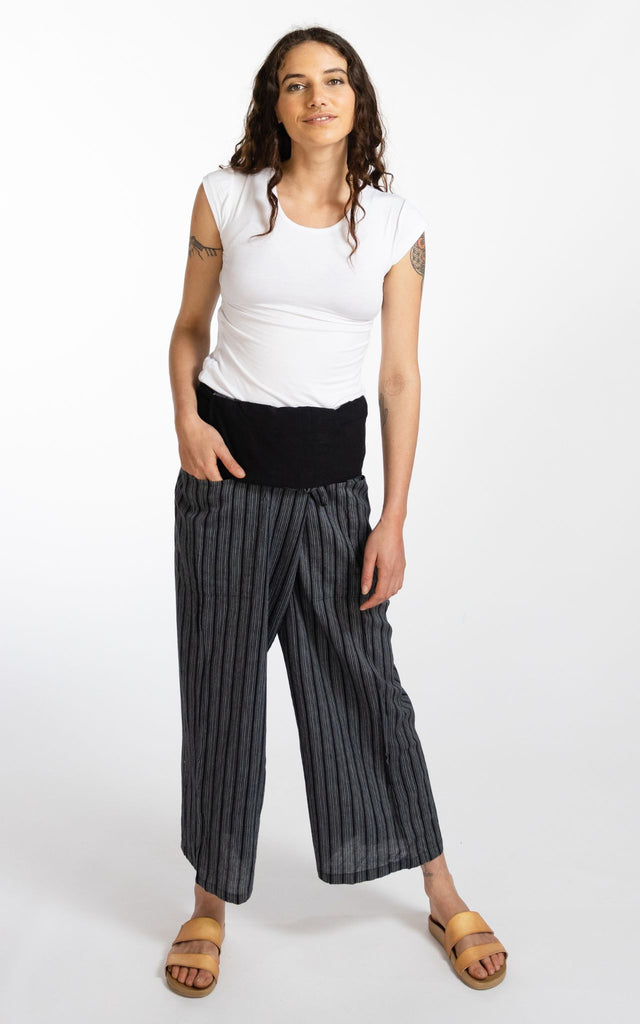 Surya Australia Ethical Cotton Thai Fisherman Pants - Striped Black