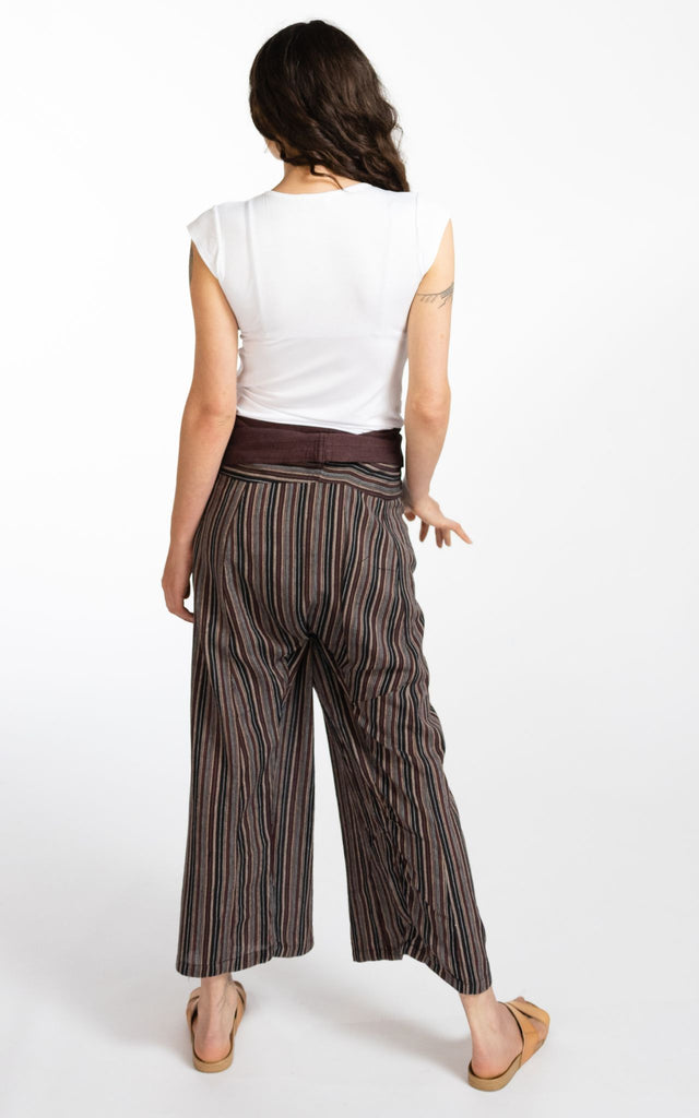 Surya Australia Ethical Cotton Thai Fisherman Pants - Striped Chocolate