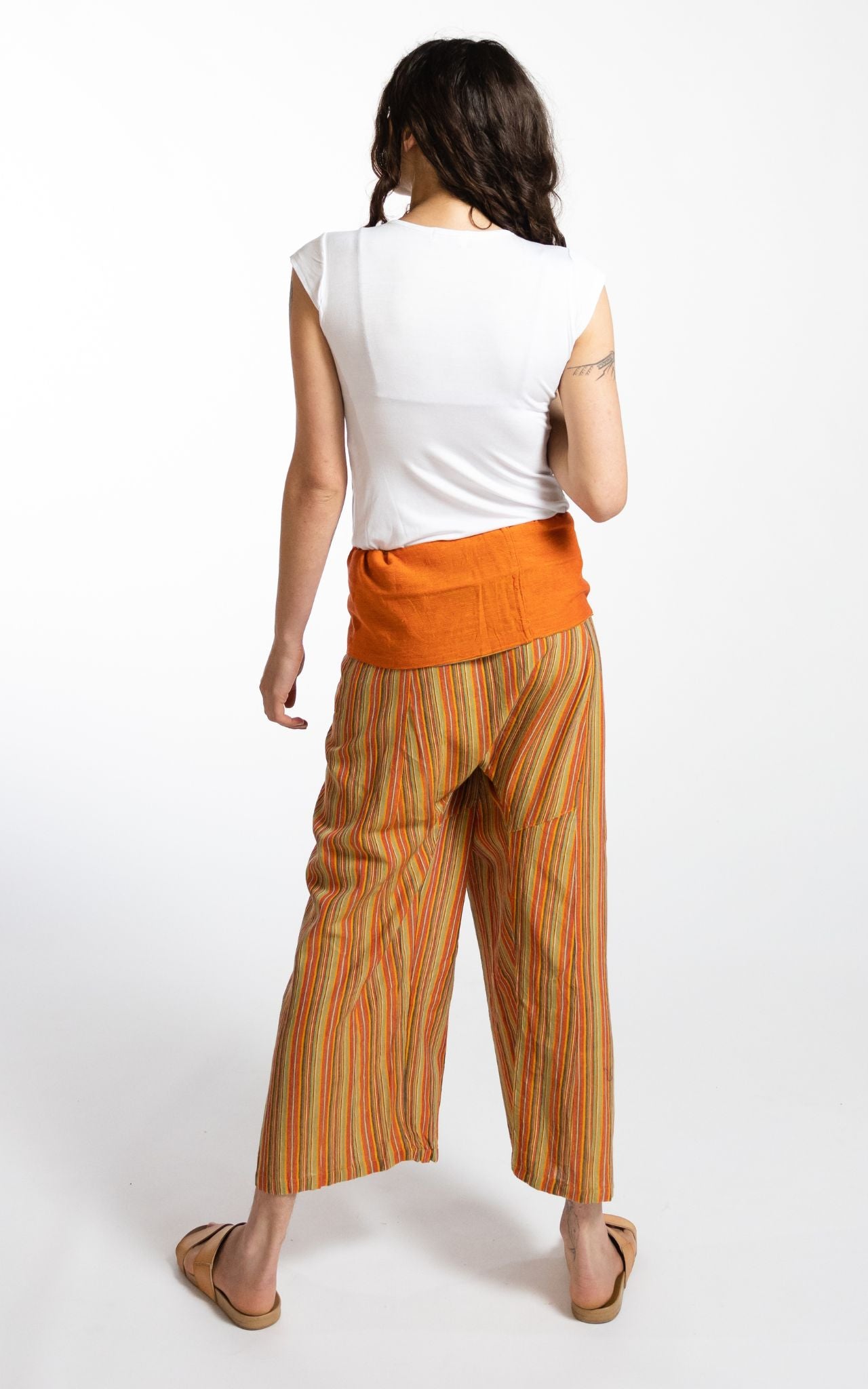 Surya Australia Ethical Cotton Thai Fisherman Pants - Striped Orange