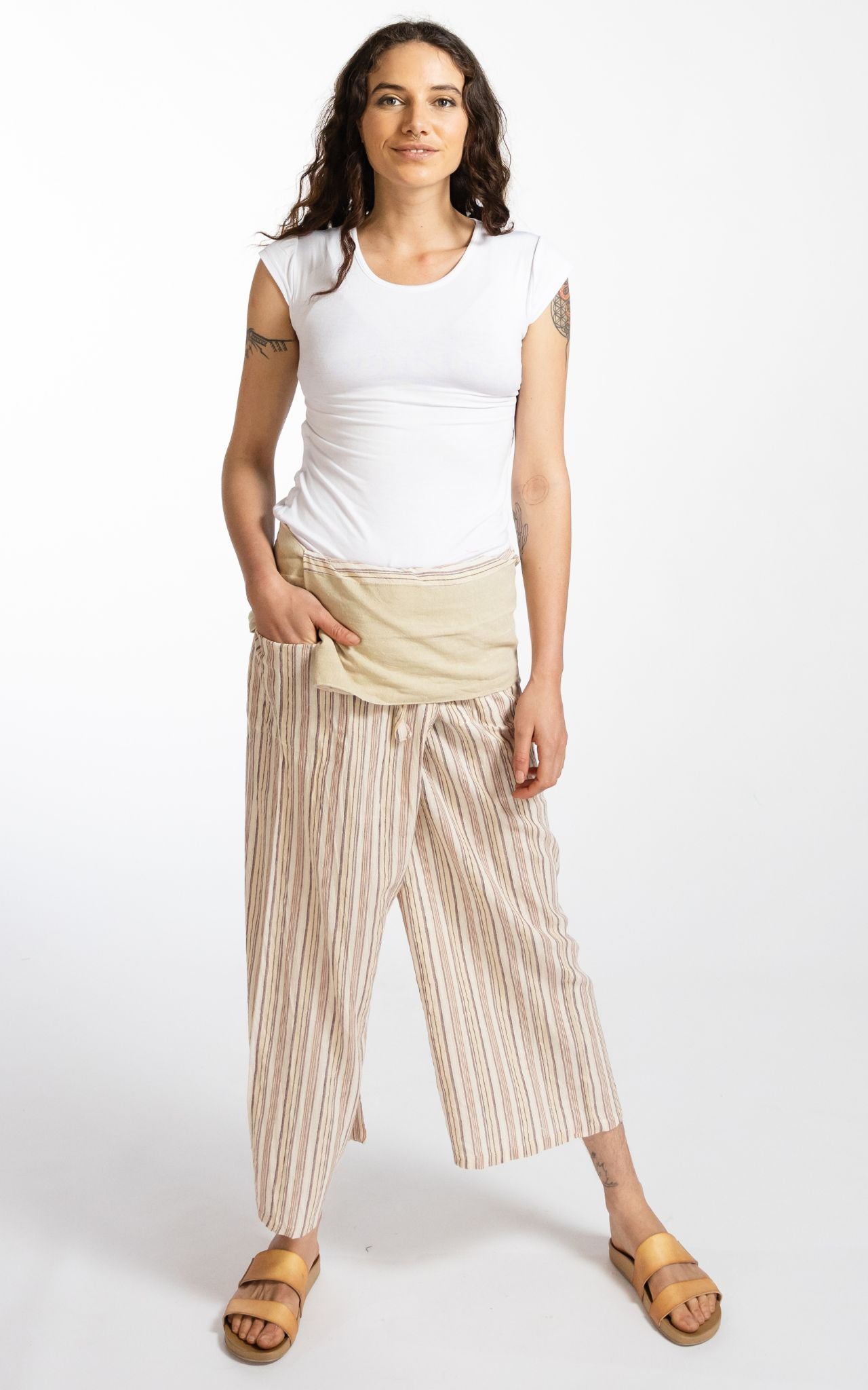Surya Australia Ethical Cotton Thai Fisherman Pants - Striped Natural