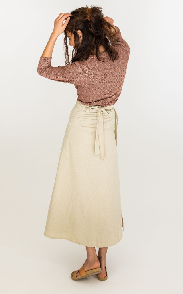 Surya Australia 'Odette' Wrap Skirt from Nepal - Oatmeal #colour_oatmeal