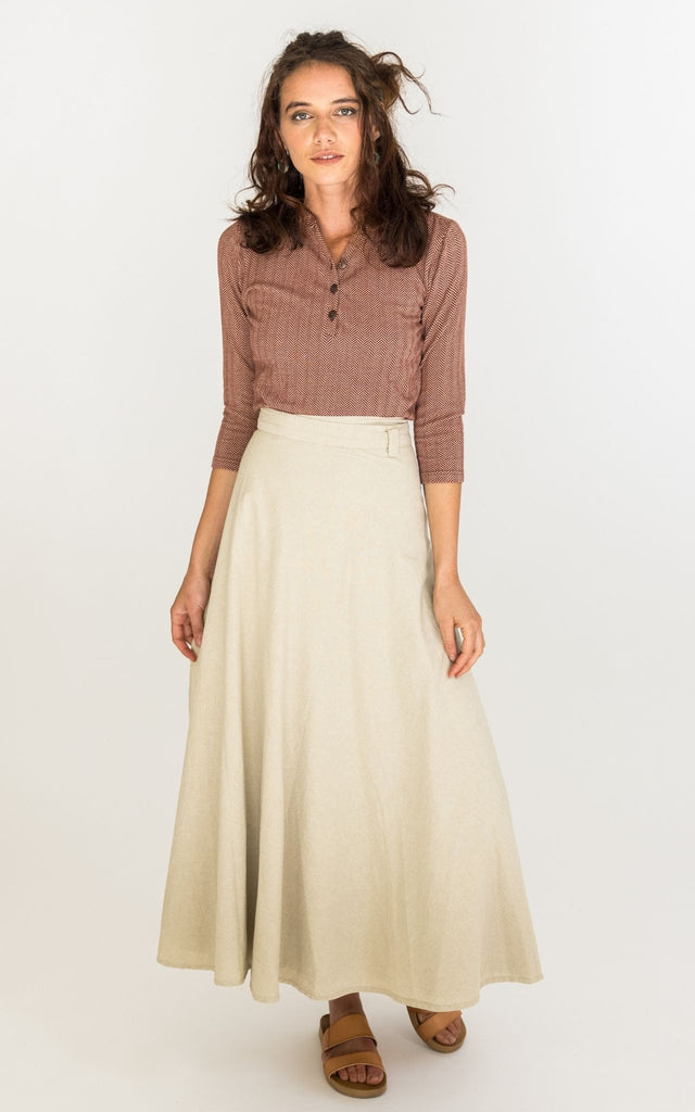 Surya Australia 'Odette' Wrap Skirt from Nepal - Oatmeal #colour_oatmeal