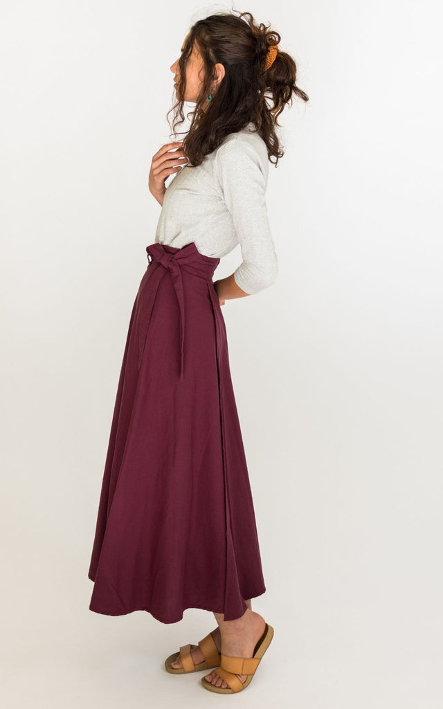 Surya Australia 'Odette' Wrap Skirt from Nepal - Wine #colour_wine