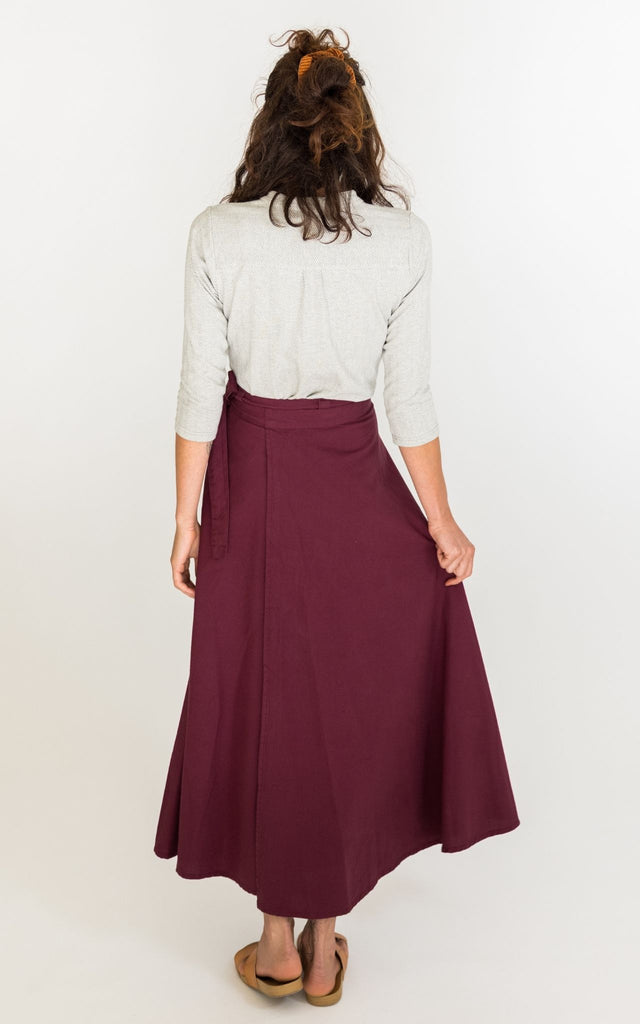 Surya Australia 'Odette' Wrap Skirt from Nepal - Wine #colour_wine