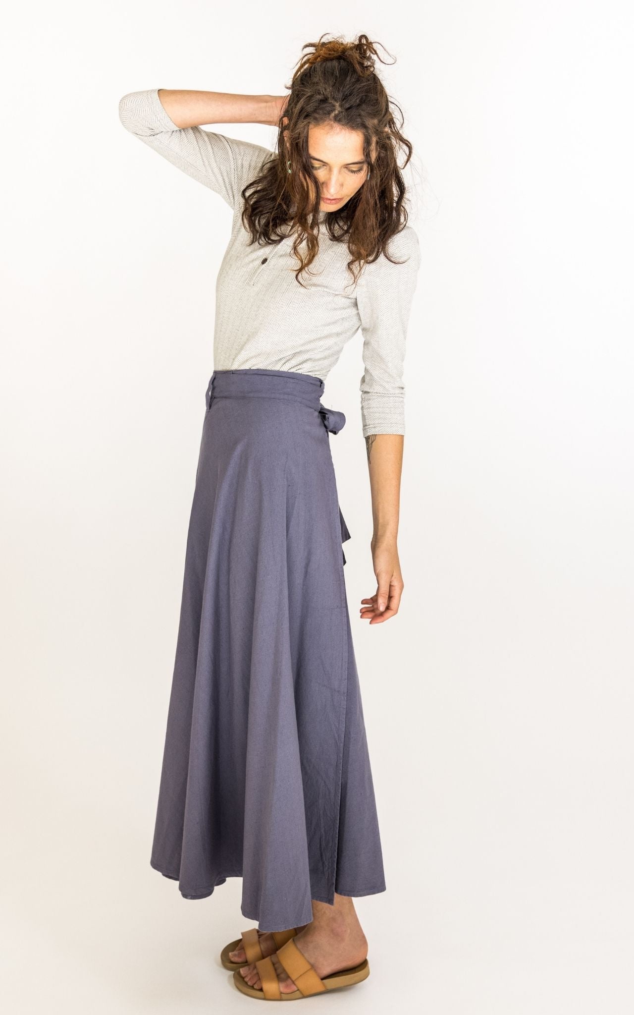 Surya Australia Ethical Cotton Wrap Skirt from Nepal - Grey