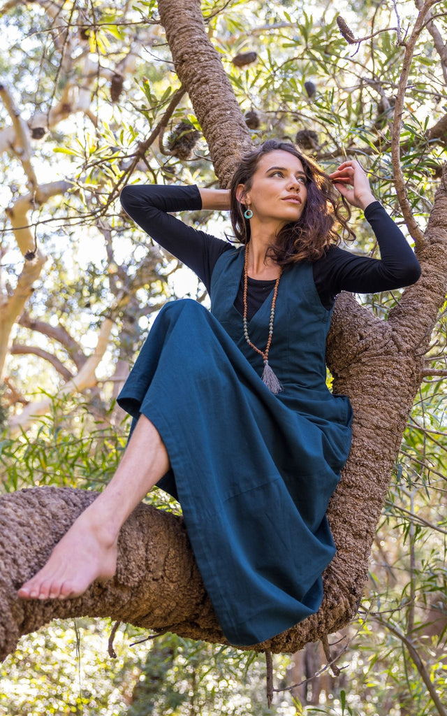 Surya Australia Ethically Made Tibetan Wrap Dress from Nepal #colour_ocean