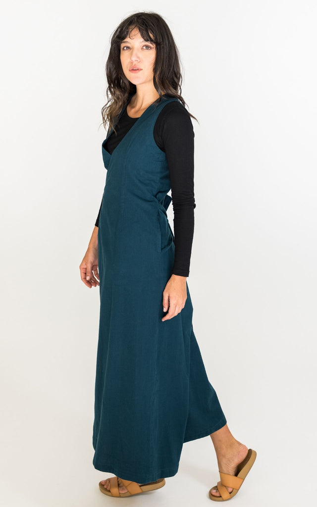 Surya Australia Ethically Made Tibetan Wrap Dress from Nepal #colour_ocean