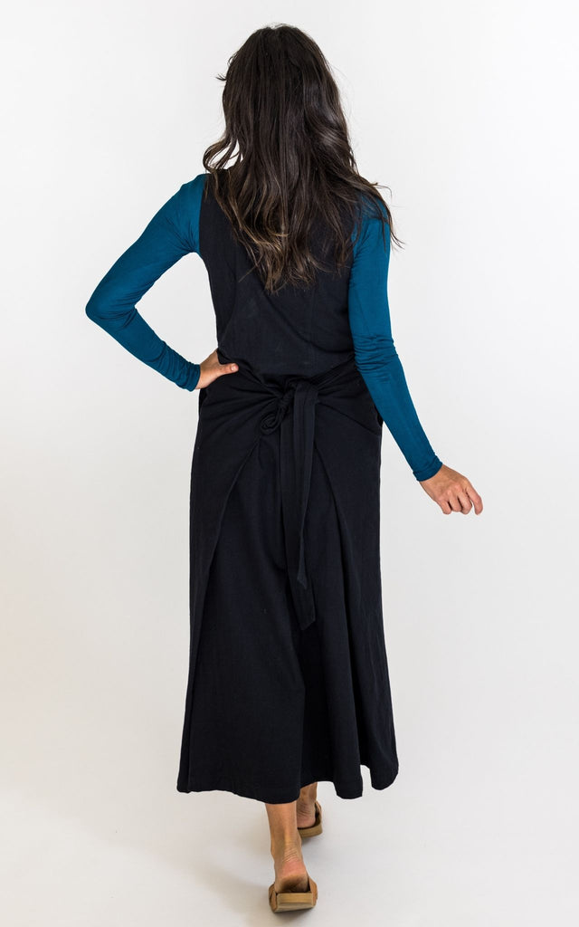 Surya Australia Ethically Made Tibetan Wrap Dress from Nepal #colour_black