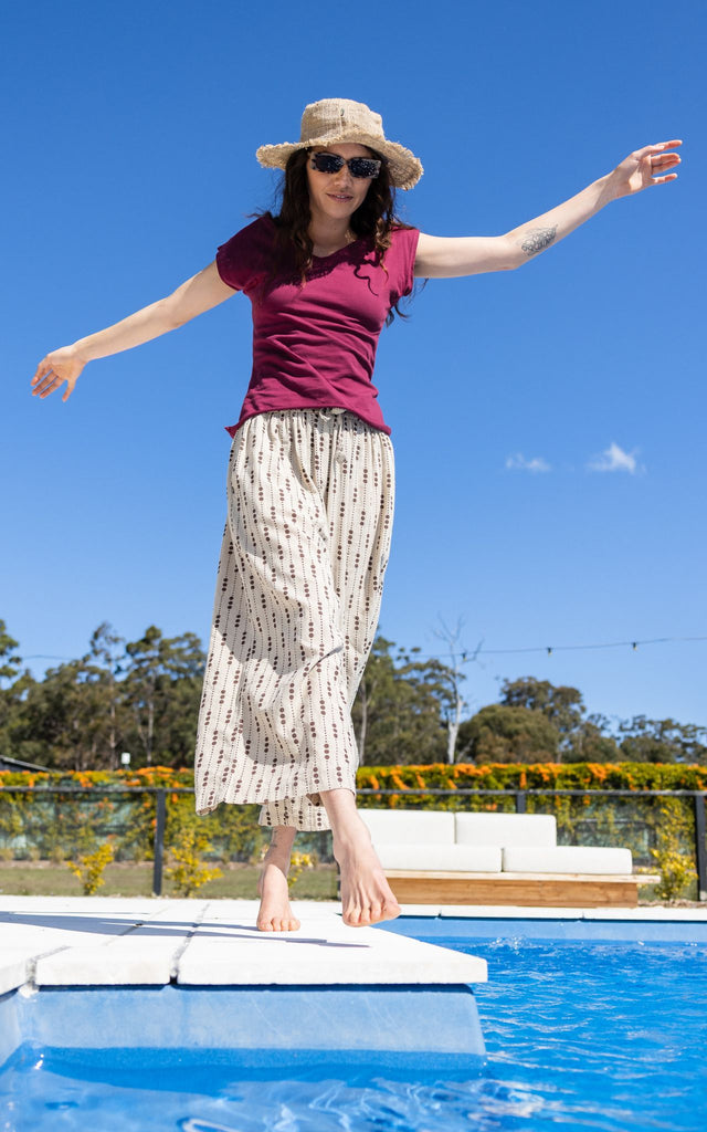 Surya Australia Cotton Lounge Pants made in Nepal - Oatmeal
