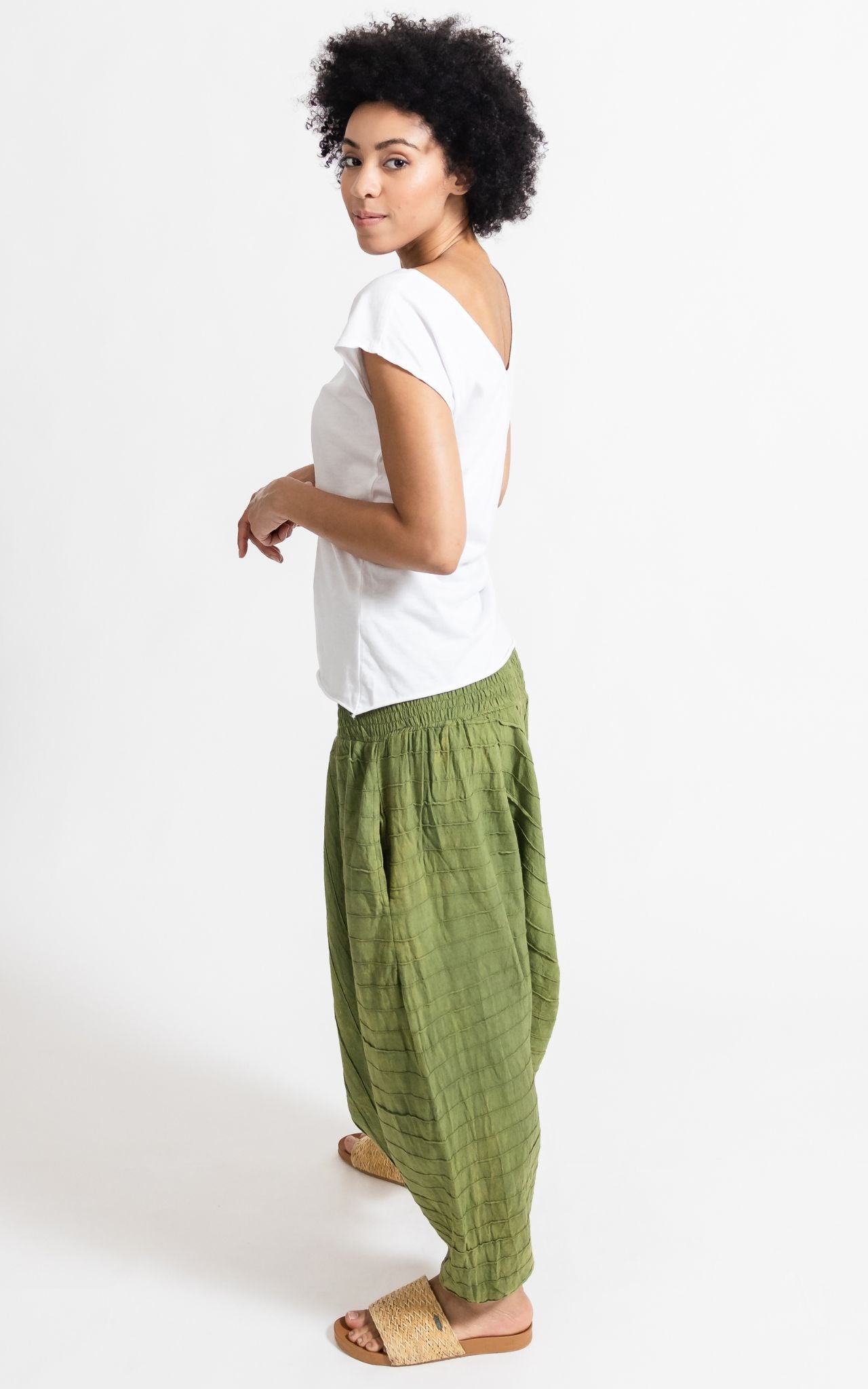 Surya Australia Cotton Low Crotch Pants made in Nepal - Green