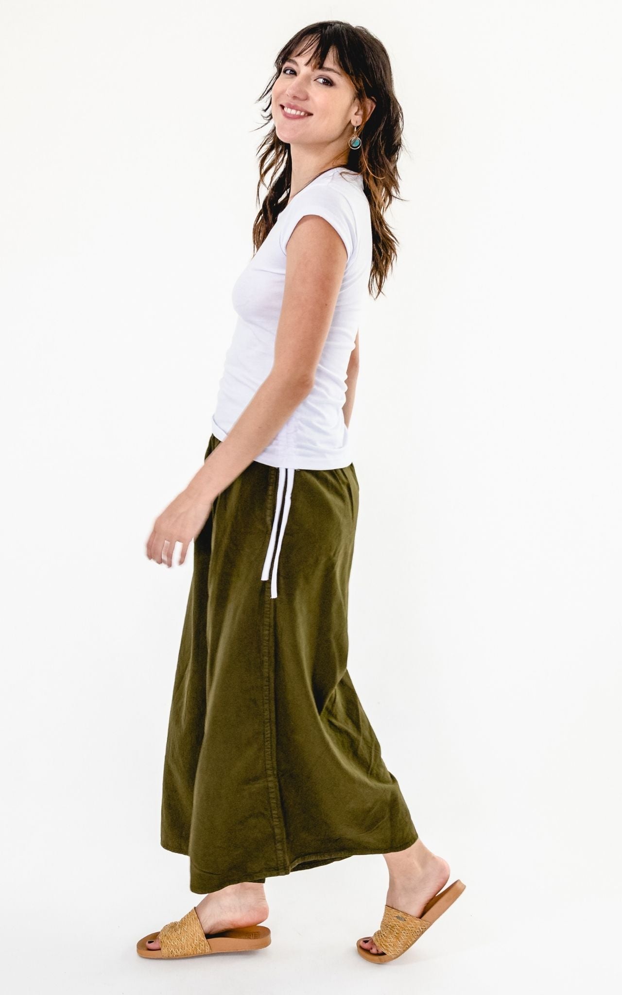 Surya Australia Ethical Cotton Palazzo Pants from Nepal - Tree Green #colour_tree-green