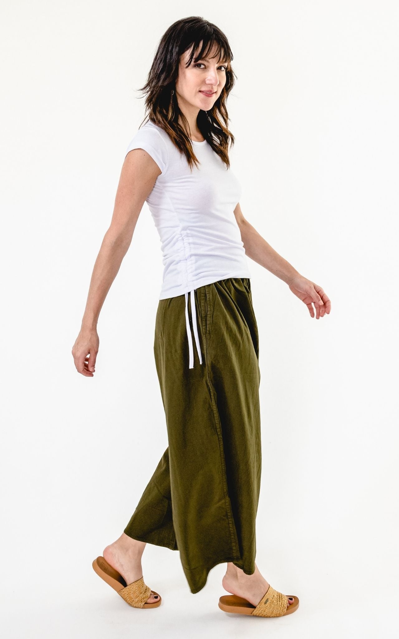Surya Australia Ethical Cotton Palazzo Pants from Nepal - Tree Green #colour_tree-green