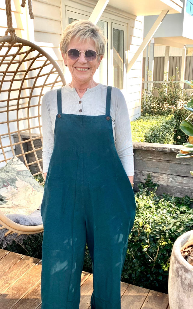 Surya Australia Ethical Cotton 'Juanita' Overalls Dungarees made in Nepal - Turquoise