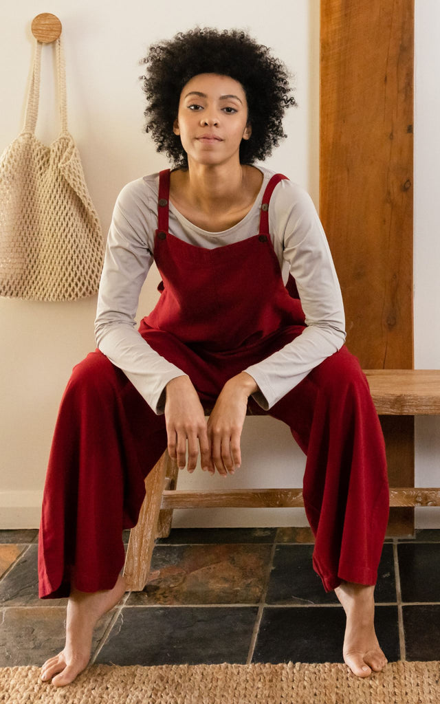 Surya Australia Ethical Cotton 'Juanita' Overalls Dungarees made in Nepal - Berry