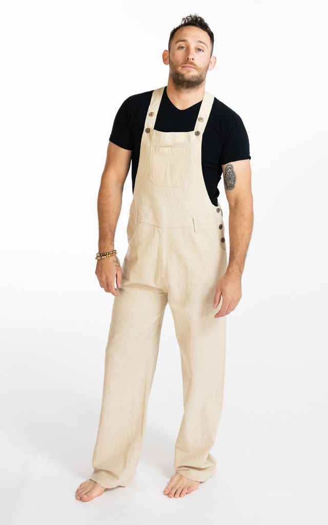 Surya Australia Cotton Overalls / Dungarees for Men - Natural