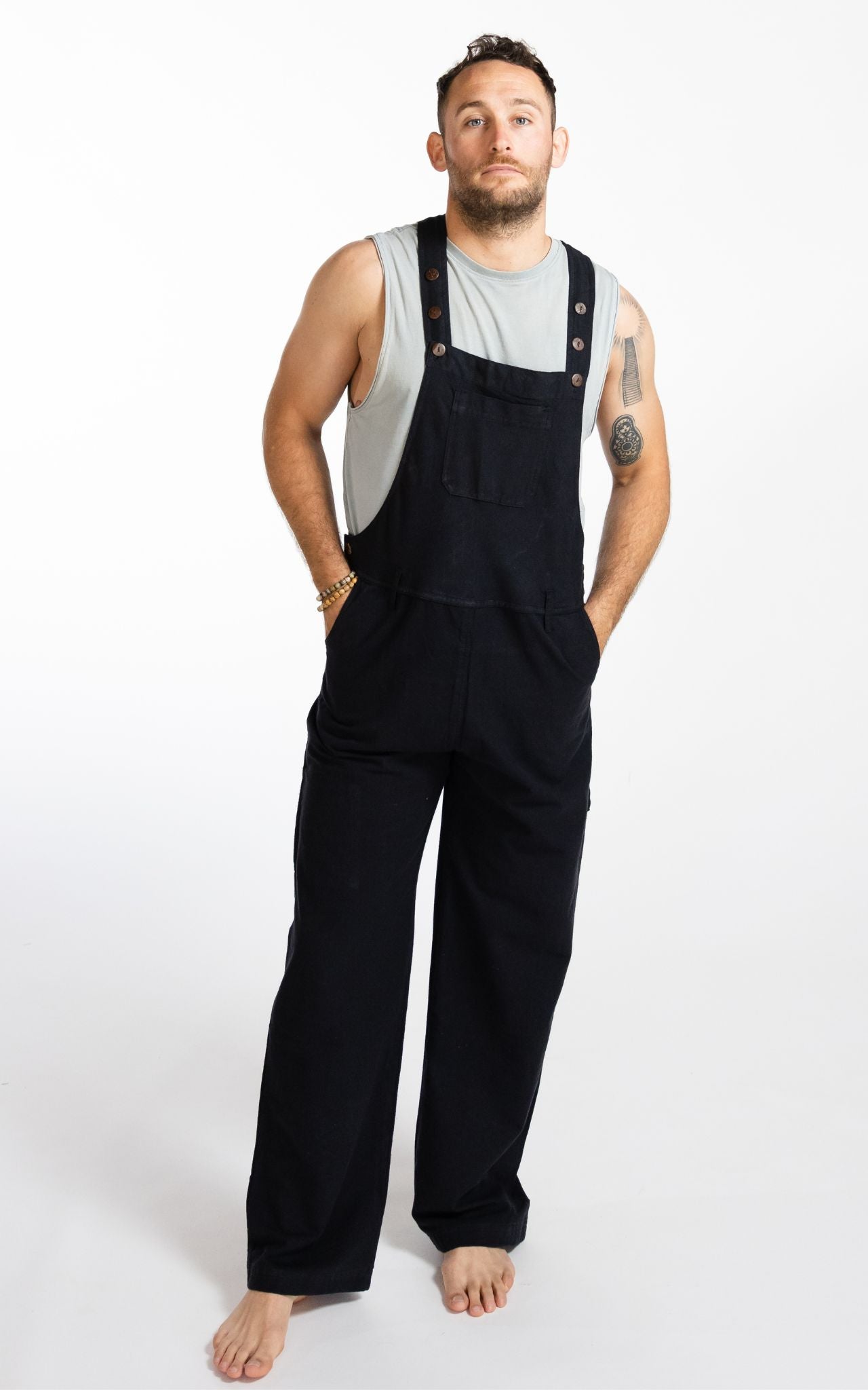 Surya Australia Cotton Overalls / Dungarees for Men made in Nepal - Black