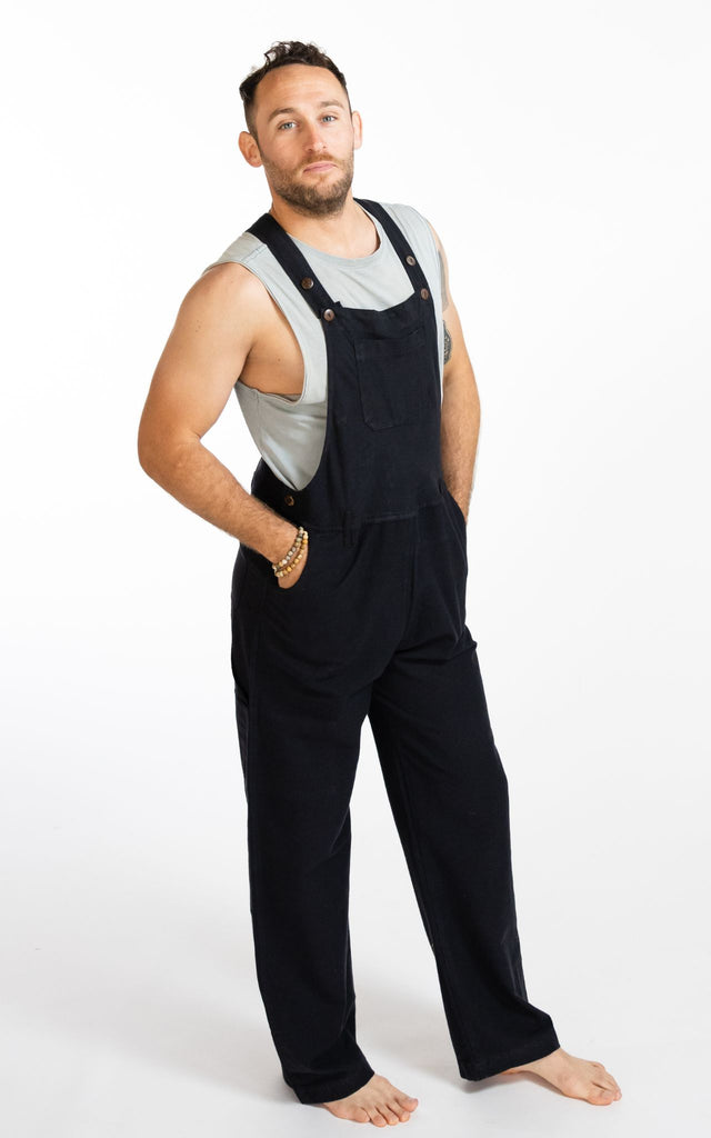 Surya Australia Cotton Overalls / Dungarees for Men - Black