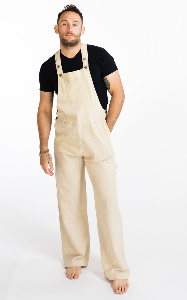Surya Australia Cotton Overalls / Dungarees for Men - Natural