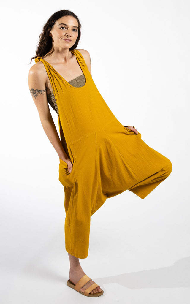 Surya Australia Ethical Cotton 'Bahini' Overalls Dungarees made in Nepal - Mustard