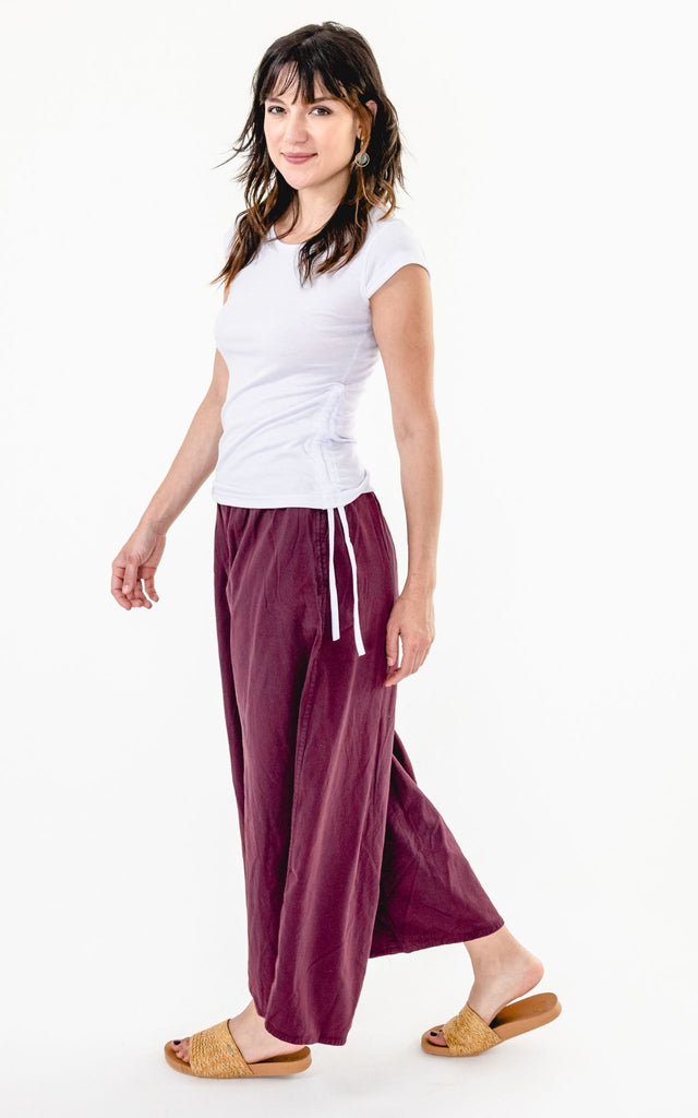 Surya Australia Ethical Cotton Palazzo Pants from Nepal - Wine #colour_wine