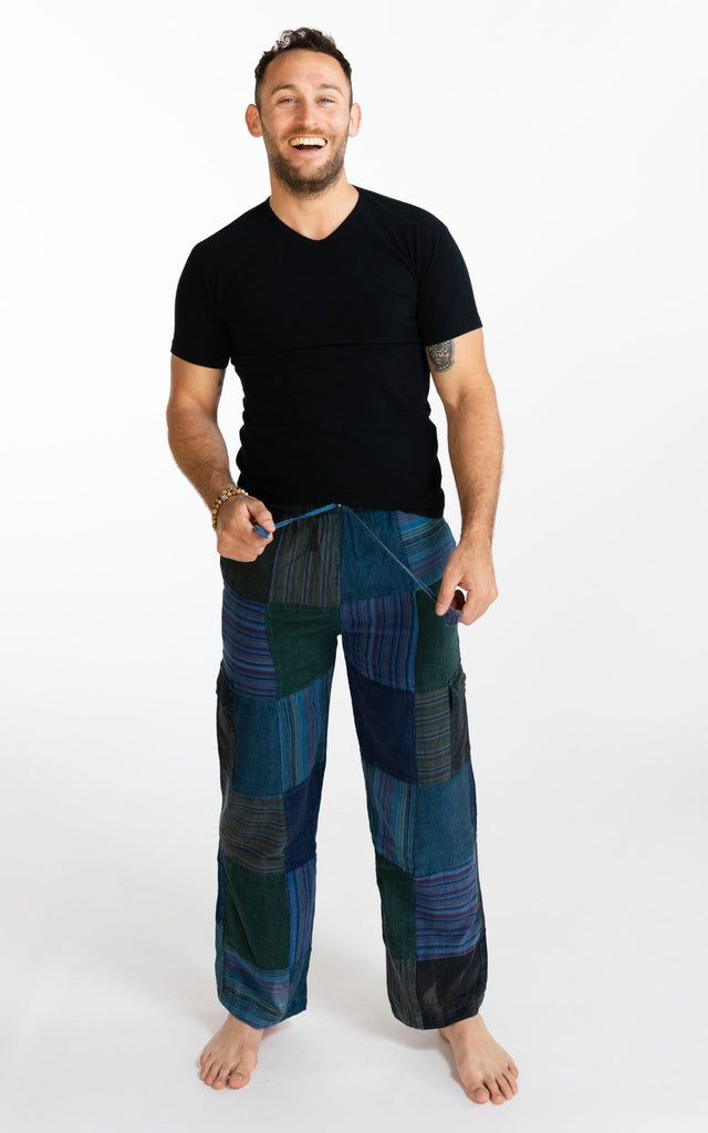 Surya Australia Cotton Patch Pants for men made in Nepal - Blue