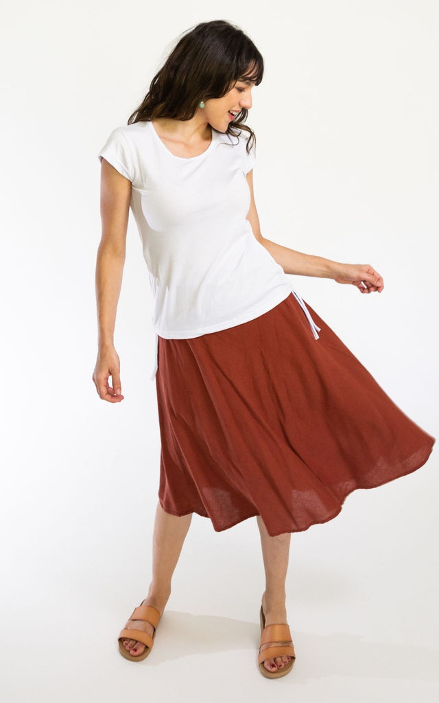 Surya Australia Ethical Cotton 'Rosa' Skirt from Nepal - Rust #colour_rust
