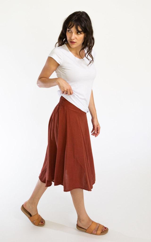 Surya Australia Ethical Cotton 'Rosa' Skirt from Nepal - Rust #colour_rust