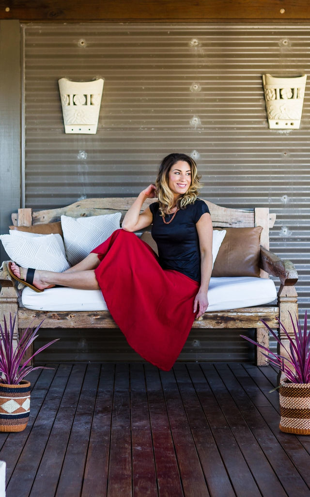 Surya Australia Ethical Cotton 'Rosa' Skirt from Nepal - Red #colour_red