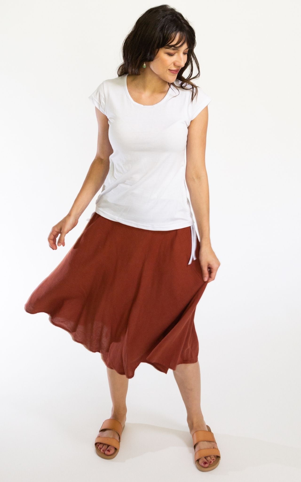Surya Australia Ethical Cotton 'Rosa' Skirt from Nepal - Rust #colour_rust