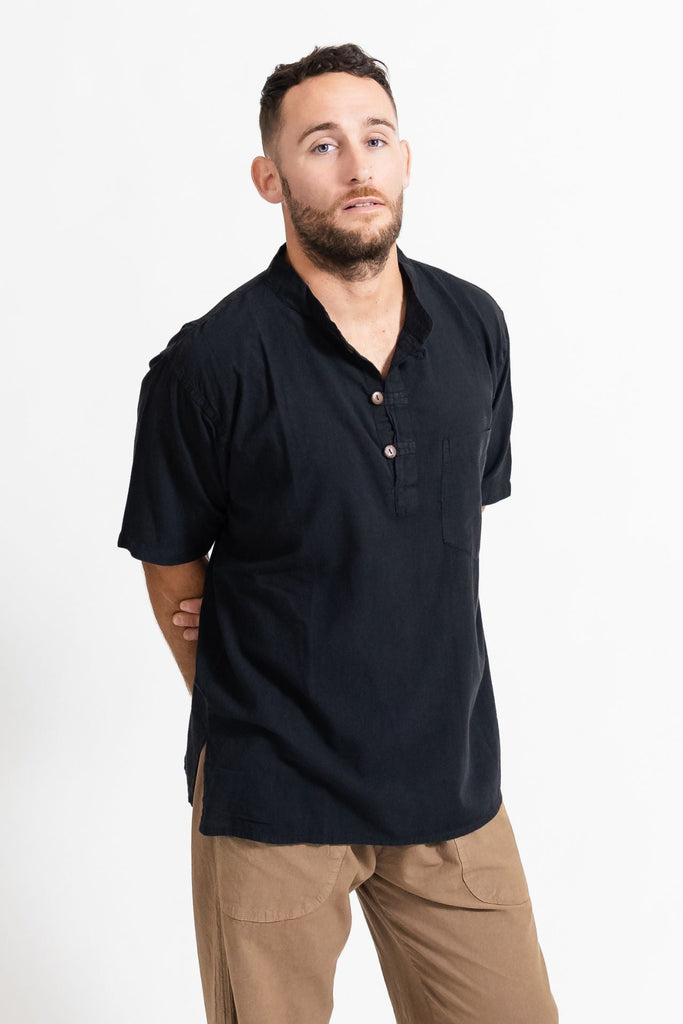 Surya Australia Ethical Cotton 'Pablo' Top for me n made in Nepal - black