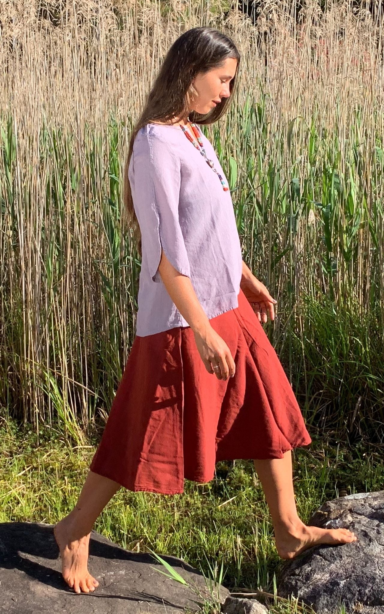 Surya Australia Ethical Cotton 'Rosa' Skirt from Nepal - Rust #colour_rust