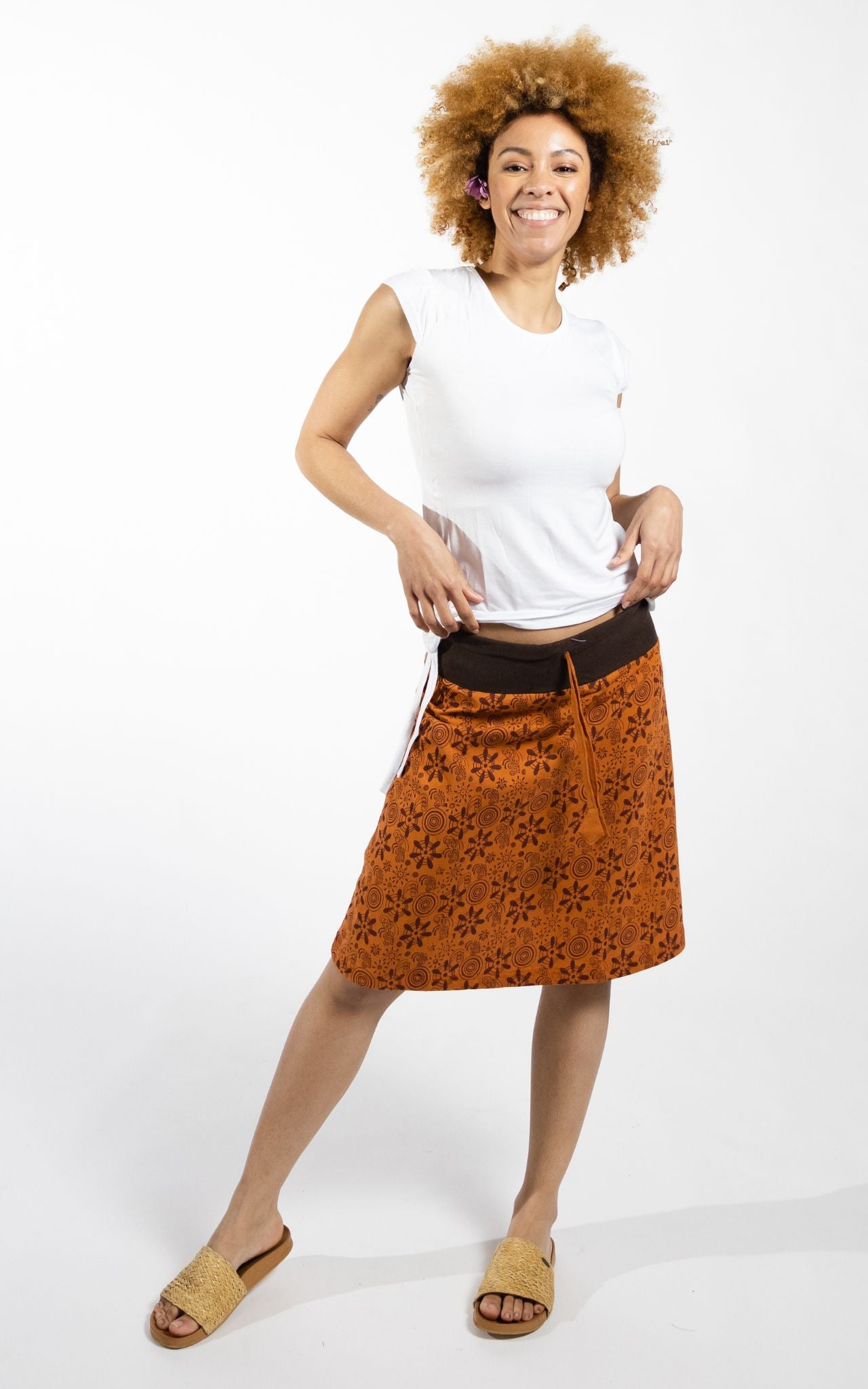 Surya Australia Cotton 'Stella' Skirt made in Nepal - Burnt Orange