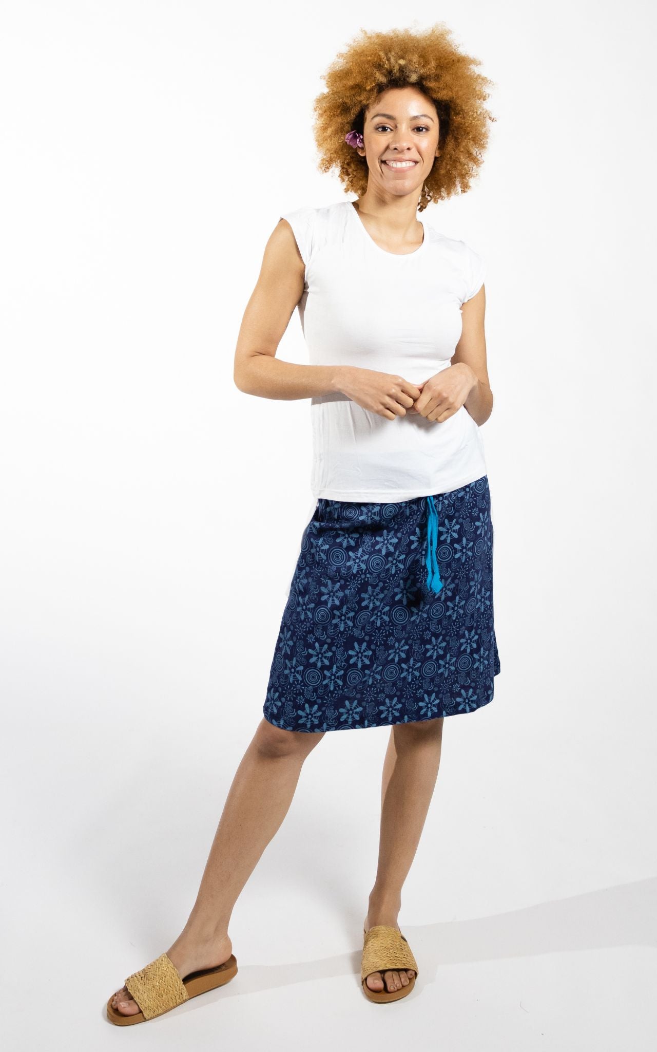 Surya Australia Cotton 'Stella' Skirt made in Nepal - Blue